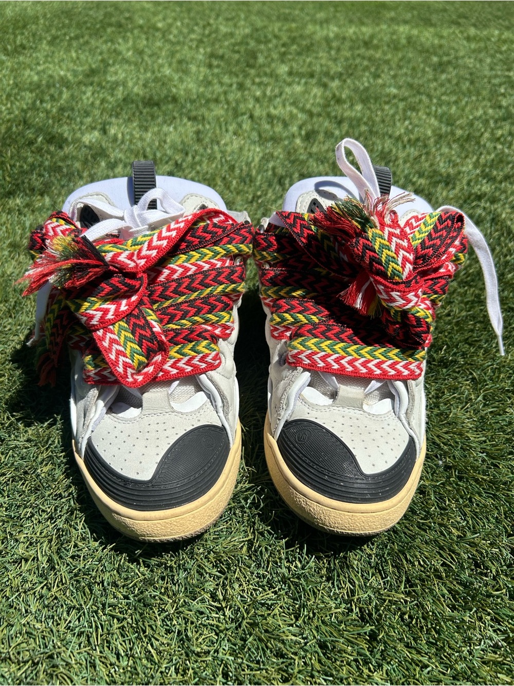 Lanvin White Sneakers with Multicolor Red Accent Laces
